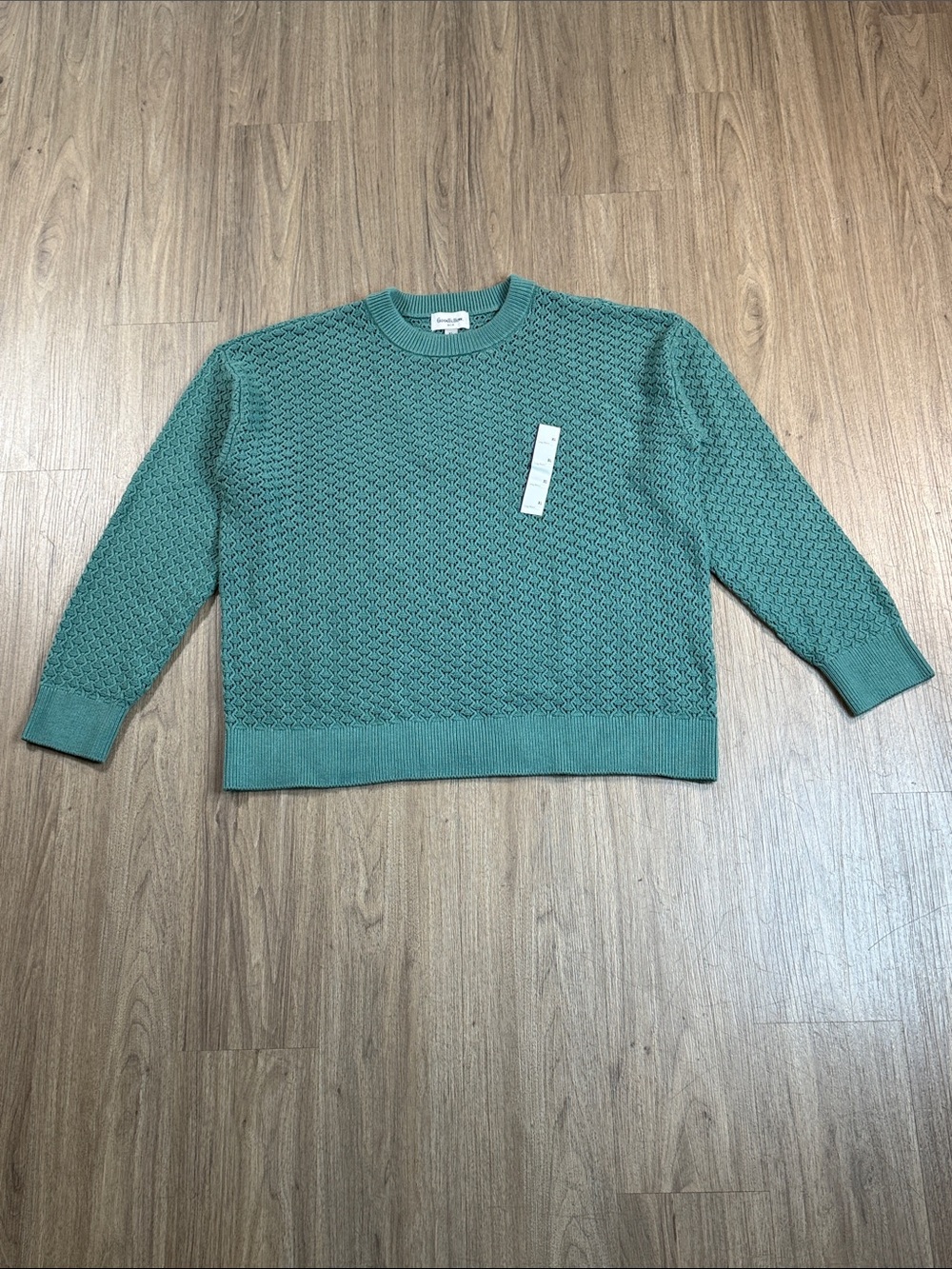 Men's Textured Crewneck Sweater - Sage Green, Size XL, Women Can Wear it Too